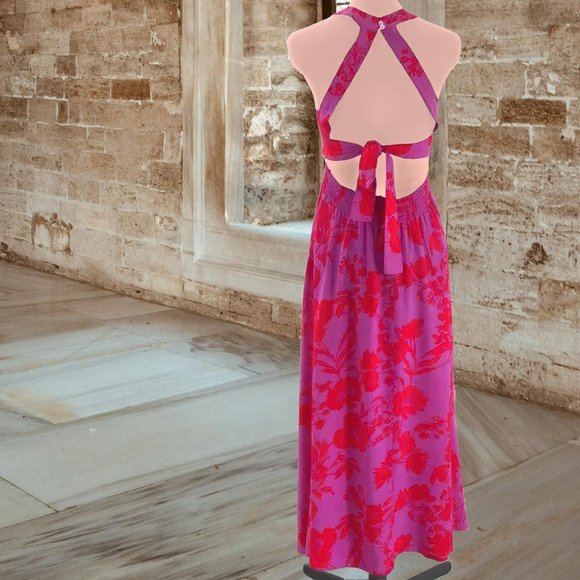 NEW! Anthropologie Abel the Label Floral Cut out Back Tie Maxi Dress, Size S - Picture 14 of 16